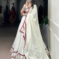 Lorenvalley Fashion White Pure Rayon Original Mirror Gamthi Work With Gotta Patti Lace Touch Up Lehenga Choli with Dupatta | Swadesiicart
