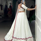Lorenvalley Fashion White Pure Rayon Original Mirror Gamthi Work With Gotta Patti Lace Touch Up Lehenga Choli with Dupatta | Swadesiicart