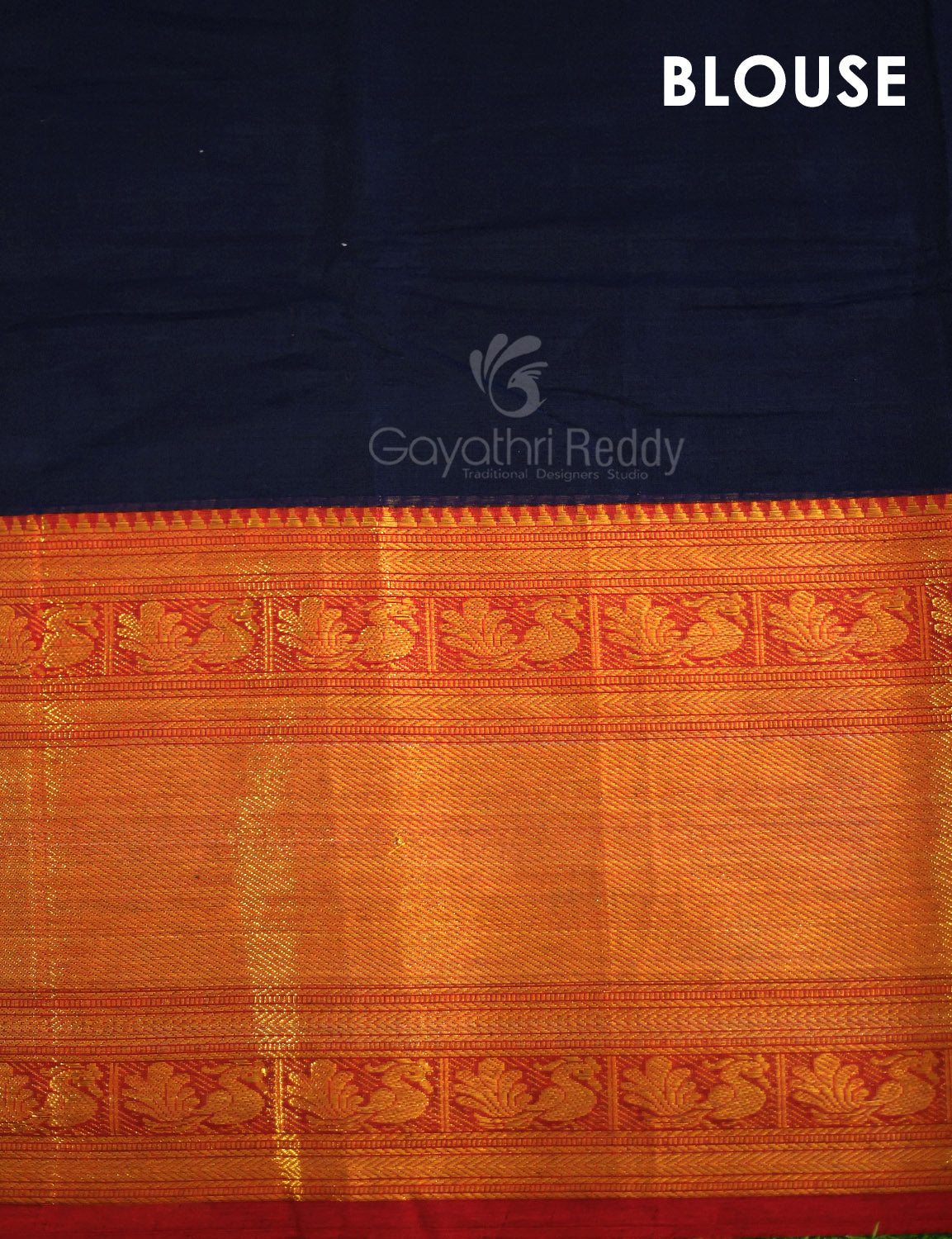 Kalanetha Navy Blue With Zari Kanchi Style Pure Narayanpet Cotton Saree By Gayathri Reddy Designer Studio | Swadesiicart