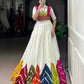 Lorenvalley Fashion White Rayon Multi Colour Patch With Lace Touch Up Lehenga Choli with Koti - Swadesiicart