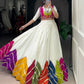 Lorenvalley Fashion White Rayon Multi Colour Patch With Lace Touch Up Lehenga Choli with Koti - Swadesiicart
