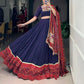 Lorenvalley Fashion Navyblue Pure Rayon Bandhej Print and Foil Work with Lace Touch Up Lehenga Choli with Dupatta | Swadesiicart