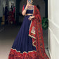 Lorenvalley Fashion Navyblue Pure Rayon Bandhej Print and Foil Work with Lace Touch Up Lehenga Choli with Dupatta | Swadesiicart