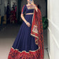 Lorenvalley Fashion Navyblue Pure Rayon Bandhej Print and Foil Work with Lace Touch Up Lehenga Choli with Dupatta | Swadesiicart
