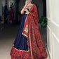 Lorenvalley Fashion Navyblue Pure Rayon Bandhej Print and Foil Work with Lace Touch Up Lehenga Choli with Dupatta | Swadesiicart