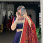 Lorenvalley Fashion Navyblue Pure Rayon Bandhej Print and Foil Work with Lace Touch Up Lehenga Choli with Dupatta | Swadesiicart
