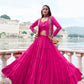 Lorenvalley Fashion Pink Pure Rayon Plain Frill Lehenga Choli with Koti | Swadesiicart
