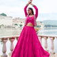 Lorenvalley Fashion Pink Pure Rayon Plain Frill Lehenga Choli with Koti | Swadesiicart