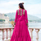 Lorenvalley Fashion Pink Pure Rayon Plain Frill Lehenga Choli with Koti | Swadesiicart