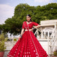 Lorenvalley Fashion Red Pure Chanderi Bandhej Print With Lace Touch Up Lehenga Choli with Dupatta - Swadesiicart