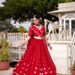Lorenvalley Fashion Red Pure Chanderi Bandhej Print With Lace Touch Up Lehenga Choli with Dupatta - Swadesiicart