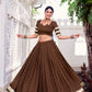 Lorenvalley Fashion Brown Pure Chanderi Zari Weaving Work With Embossed Design Lace Touch Up Lehenga Choli with Dupatta - Swadesiicart