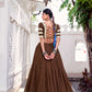 Lorenvalley Fashion Brown Pure Chanderi Zari Weaving Work With Embossed Design Lace Touch Up Lehenga Choli with Dupatta - Swadesiicart