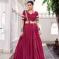 Lorenvalley Fashion Maroon Pure Chanderi Zari Weaving Work With Embossed Design Lace Touch Up Lehenga Choli with Dupatta - Swadesiicart