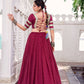Lorenvalley Fashion Maroon Pure Chanderi Zari Weaving Work With Embossed Design Lace Touch Up Lehenga Choli with Dupatta - Swadesiicart