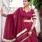 Lorenvalley Fashion Maroon Pure Chanderi Zari Weaving Work With Embossed Design Lace Touch Up Lehenga Choli with Dupatta - Swadesiicart