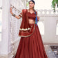 Lorenvalley Fashion Rosegold Pure Chanderi Zari Weaving Work With Embossed Design Lace Touch Up Lehenga Choli with Dupatta - Swadesiicart