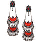 Shoshaa Silver-Plated Oxidised Multi Stones Drop Earrings | Swadesiicart