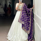 Lorenvalley Fashion White Pure Rayon Lace Touch Up Lehenga Choli with Dupatta - Swadesiicart