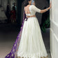 Lorenvalley Fashion White Pure Rayon Lace Touch Up Lehenga Choli with Dupatta - Swadesiicart