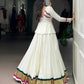 Lorenvalley Fashion White Pure Rayon Embossed Design Lace Touch up Lehenga Choli | Swadesiicart