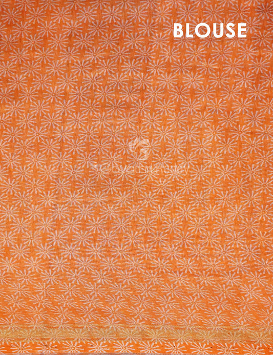 Orange Colour Print Design Semi Chanderi Saree By Gayathri Reddy Designer Studio | Swadesiicart