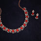 Tehzeeb Creations Red Colour Ad Studded Necklace Jewellery Set With Matching Earrings For Women And Girls - Swadesiicart