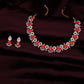 Tehzeeb Creations Red Colour Ad Studded Necklace Jewellery Set With Matching Earrings For Women And Girls - Swadesiicart