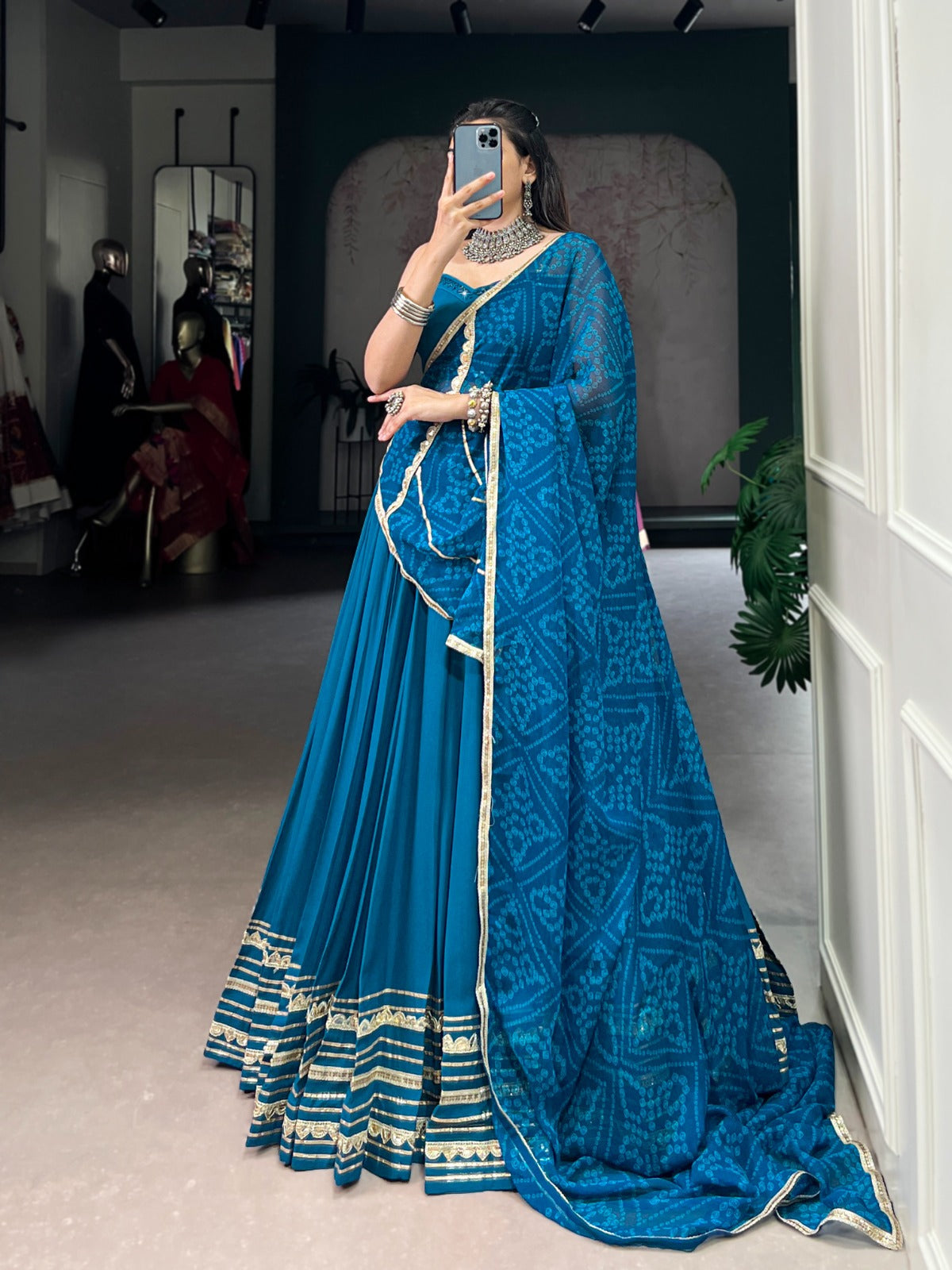 Lorenvalley Fashion Teal Pure Rayon Lace Touch Up Lehenga Choli with Dupatta | Swadesiicart