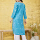 ADA Floral Lucknowi Chikankari Straight Kurta | Swadesiicart