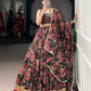 Lorenvalley Fashion Black Chiffon Floral Print and Foil Print with Embossed Design with Gotta Patti Lace Touch Up Lehenga Choli with Dupatta - Swadesiicart