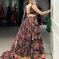 Lorenvalley Fashion Black Chiffon Floral Print and Foil Print with Embossed Design with Gotta Patti Lace Touch Up Lehenga Choli with Dupatta - Swadesiicart