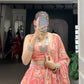 Lorenvalley Fashion Peach Chiffon Floral Print and Foil Print with Embossed Design with Gotta Patti Lace Touch Up Lehenga Choli with Dupatta - Swadesiicart