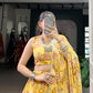 Lorenvalley Fashion Yellow Chiffon Floral Print and Foil Print with Embossed Design with Gotta Patti Lace Touch Up Lehenga Choli with Dupatta - Swadesiicart