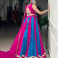 Lorenvalley Fashion Pink Tasar Silk Bandhej Print With Lace Touch Up Lehenga Choli with Dupatta | Swadesiicart