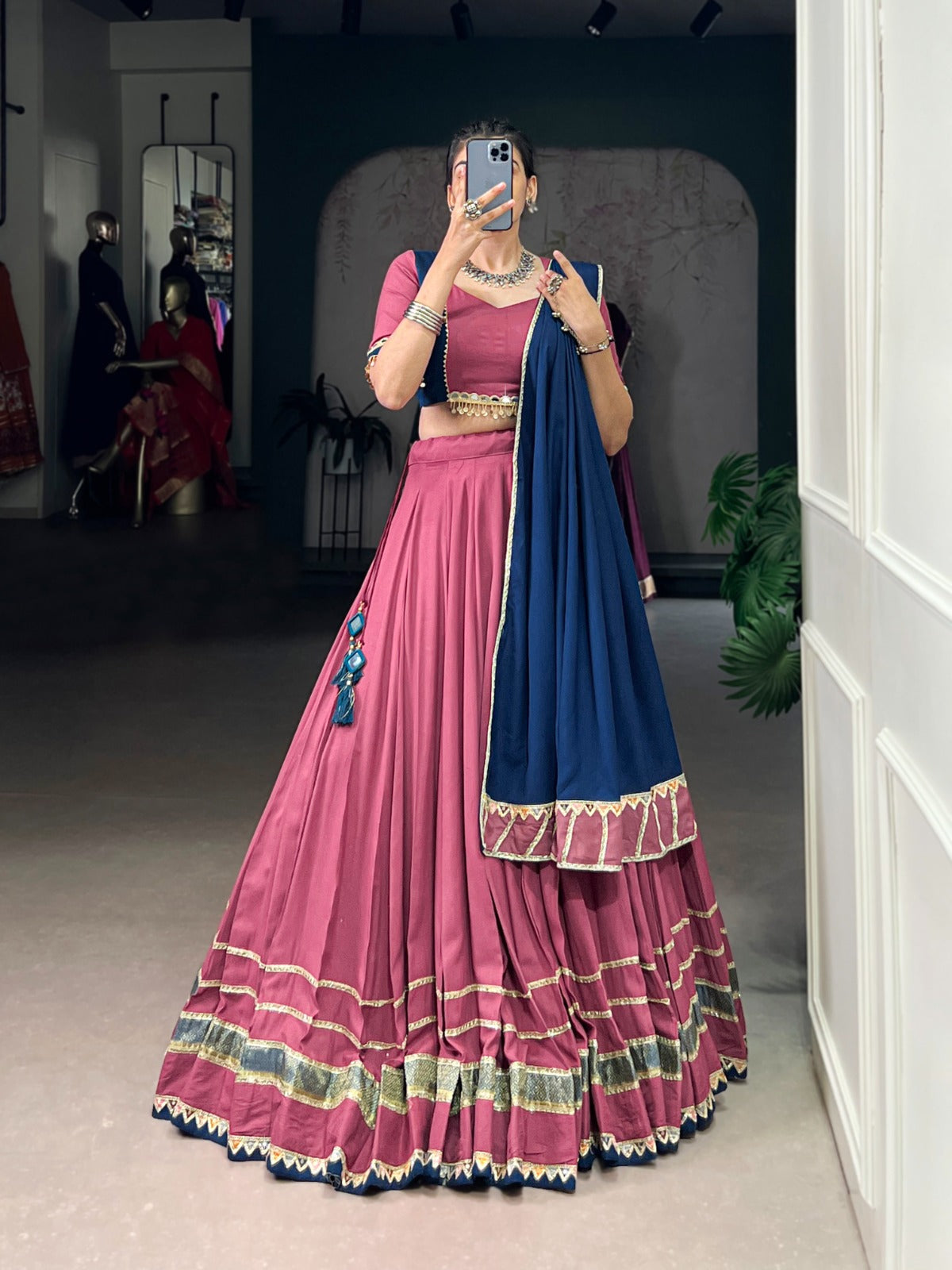 Lorenvalley Fashion Peach Pure Rayon Lace Touch Up Lehenga Choli with Dupatta | Swadesiicart