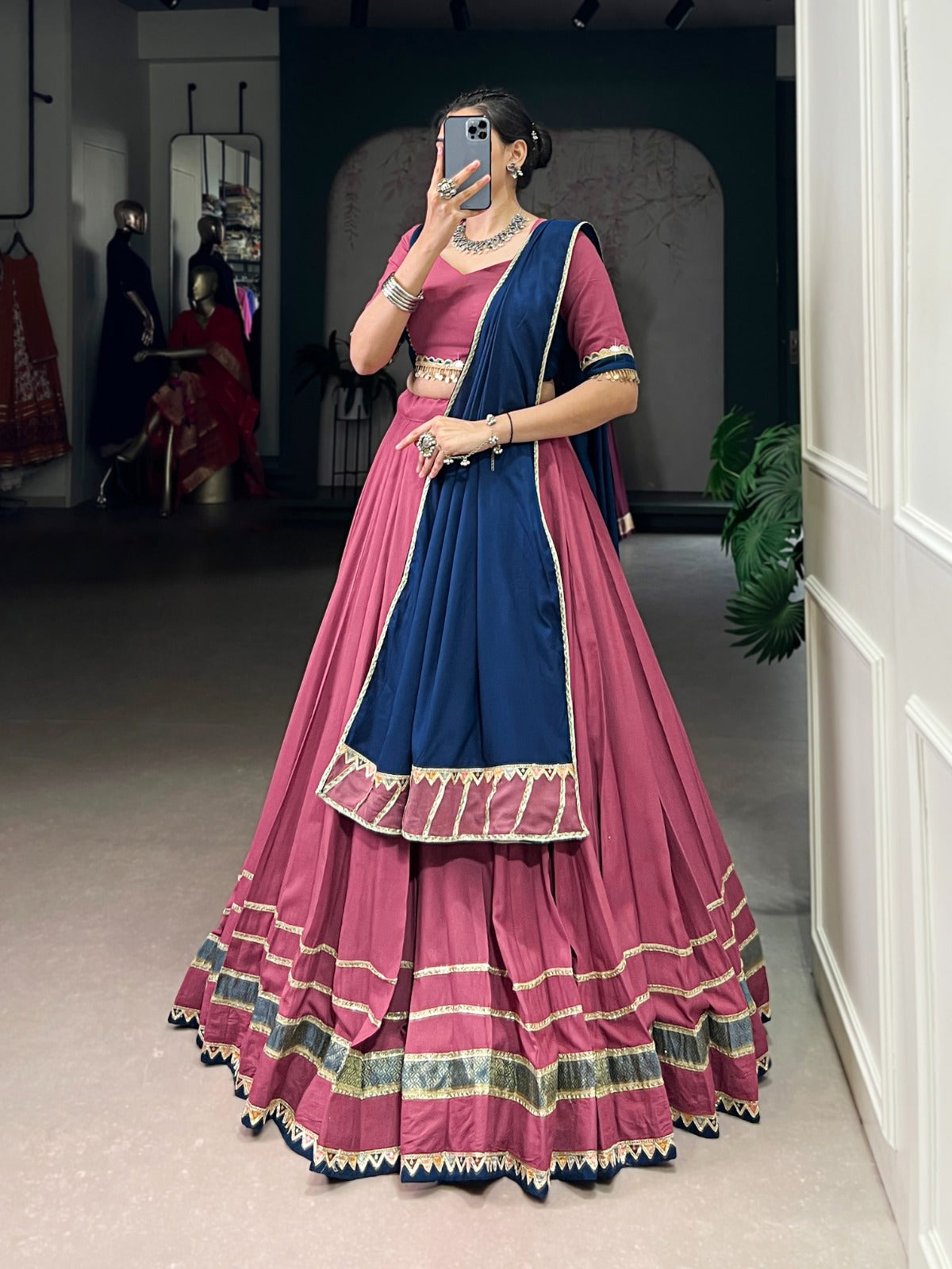 Lorenvalley Fashion Peach Pure Rayon Lace Touch Up Lehenga Choli with Dupatta | Swadesiicart