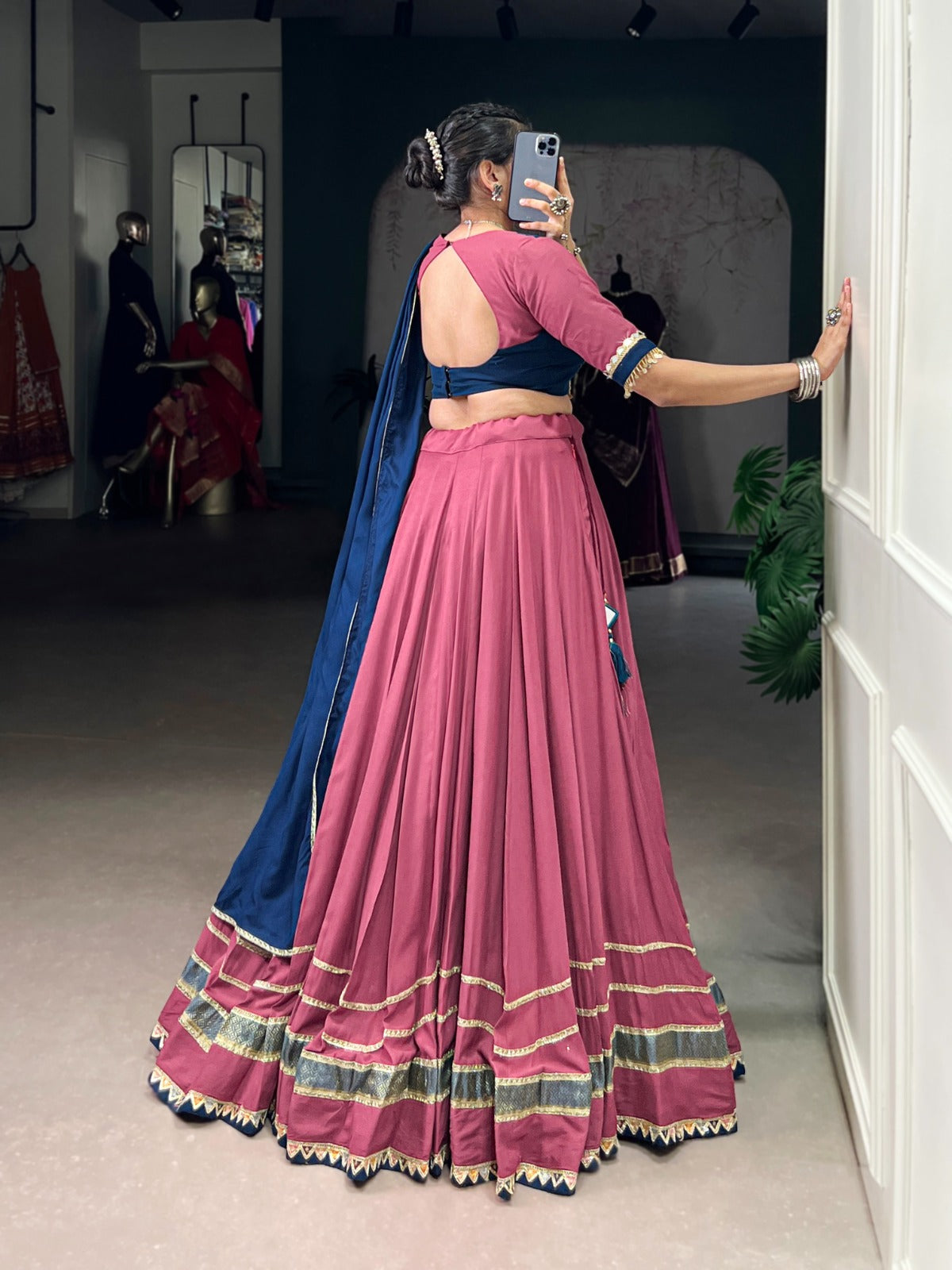 Lorenvalley Fashion Peach Pure Rayon Lace Touch Up Lehenga Choli with Dupatta | Swadesiicart