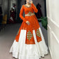 Lorenvalley Fashion Orange Pure Rayon Plain And Gamthi Patch Work With Gota Patti Touch Up Lehenga Choli | Swadesiicart