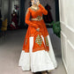 Lorenvalley Fashion Orange Pure Rayon Plain And Gamthi Patch Work With Gota Patti Touch Up Lehenga Choli | Swadesiicart