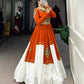 Lorenvalley Fashion Orange Pure Rayon Plain And Gamthi Patch Work With Gota Patti Touch Up Lehenga Choli | Swadesiicart