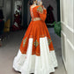 Lorenvalley Fashion Orange Pure Rayon Plain And Gamthi Patch Work With Gota Patti Touch Up Lehenga Choli | Swadesiicart