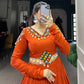 Lorenvalley Fashion Orange Pure Rayon Plain And Gamthi Patch Work With Gota Patti Touch Up Lehenga Choli | Swadesiicart