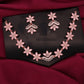 Tehzeeb Creations Baby Pink Colour Star Design Stone Studded Necklace With Earrings - Swadesiicart