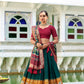 Lorenvalley Green Tussar Silk Patola Print With foil work Lehenga Choli | Swadesiicart