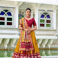 Lorenvalley Mustard Tussar Silk Patola Print With foil work Lehenga Choli | Swadesiicart