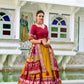 Lorenvalley Mustard Tussar Silk Patola Print With foil work Lehenga Choli | Swadesiicart