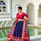 Lorenvalley Navyblue Tussar Silk Patola Print With foil work Lehenga Choli | Swadesiicart