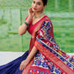 Lorenvalley Navyblue Tussar Silk Patola Print With foil work Lehenga Choli | Swadesiicart
