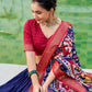 Lorenvalley Navyblue Tussar Silk Patola Print With foil work Lehenga Choli | Swadesiicart